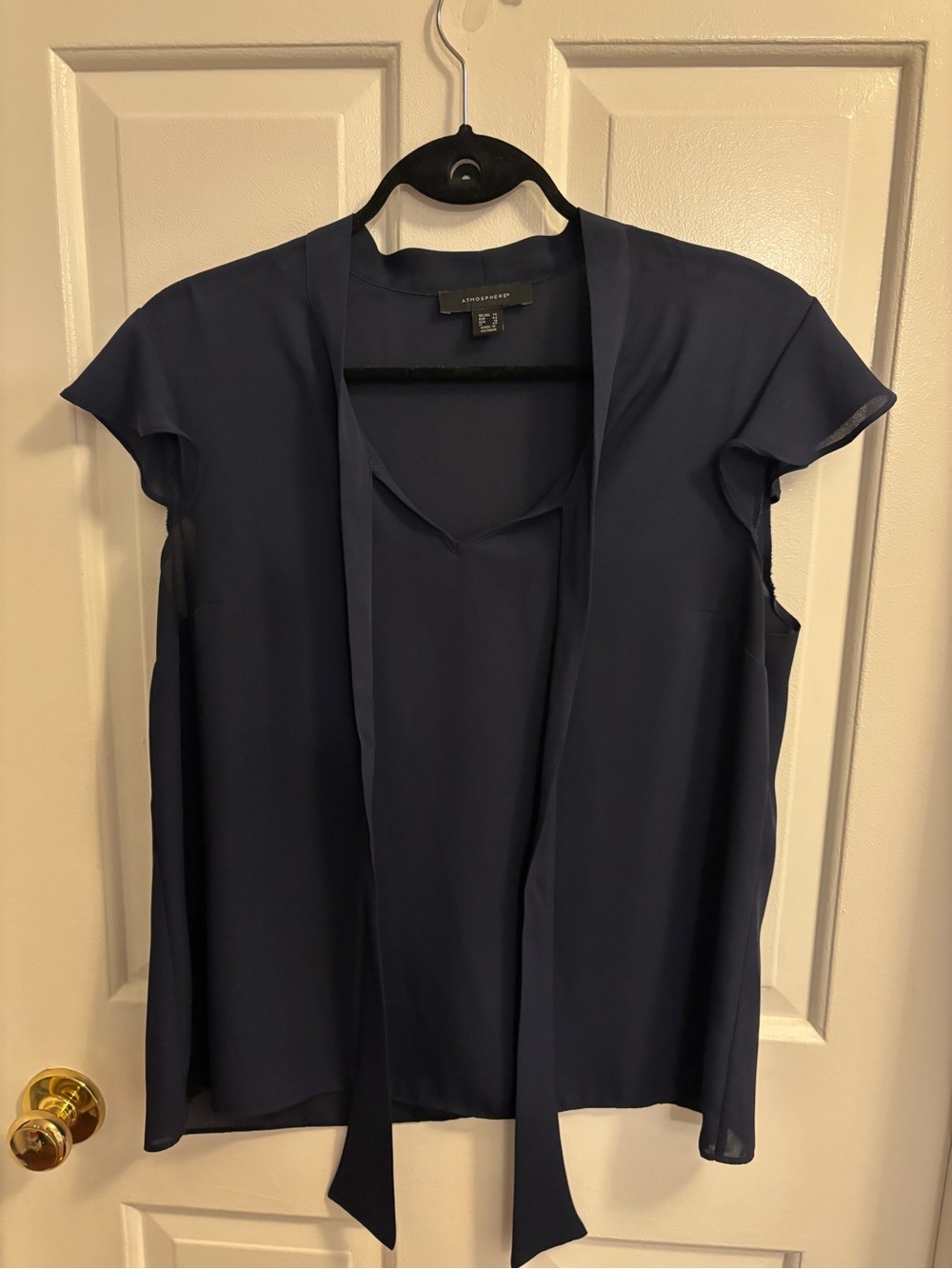 Atmosphere Navy Tie-Neck Short Sleeve Blouse